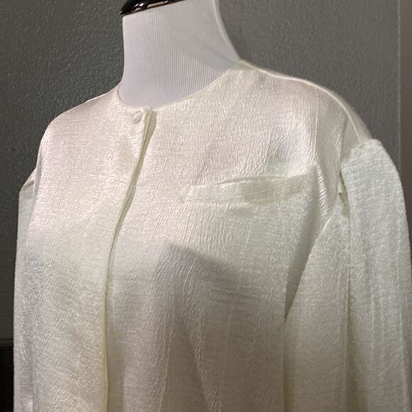 Oscar De La Renta Vintage Textured Cream Long Sleeve Blouse Button Down - Picture 2 of 12